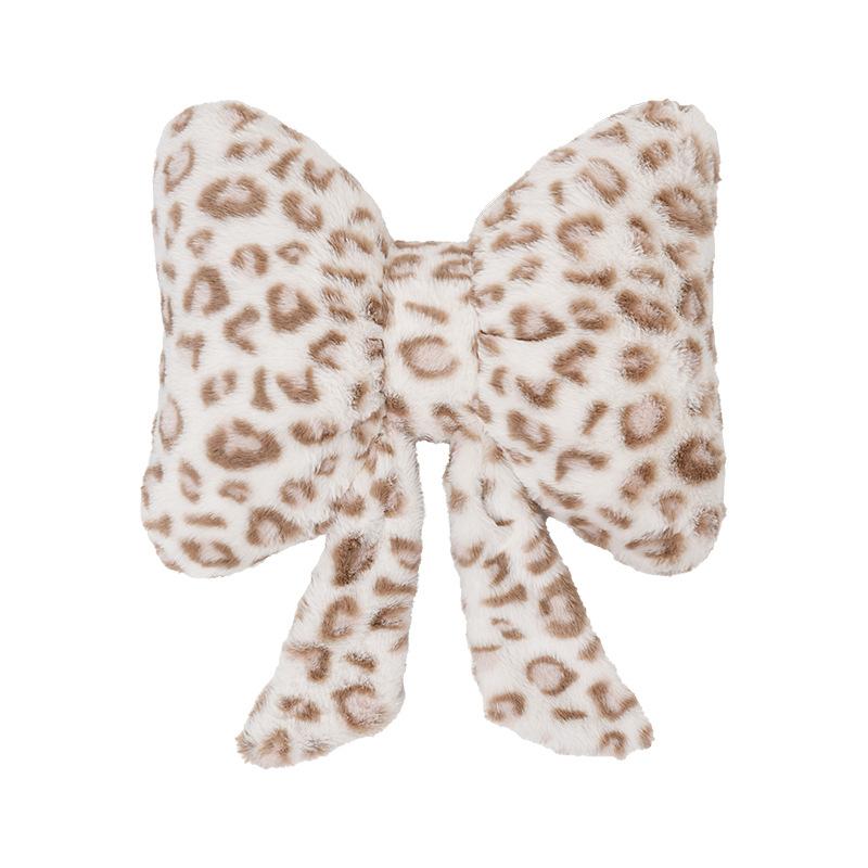 Bow Leopard Print Car Headrest Car Seat Decoration Neck Pillow Protection Pillow Plush Comfortable Seat Cushion Lumbar Support