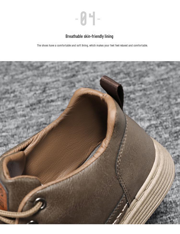 Męskie Wiosenne Oddychające Wodoodporne Antypoślizgowe Wszechstronne Czarne Skórzane Sneakersy w Stylu Koreańskim