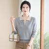 Spring Knitted Top for Middle-Aged & Elderly Women - Turn-Down Collar Loose Pullover Sweater, Casual & Versatile 50s/60s Style