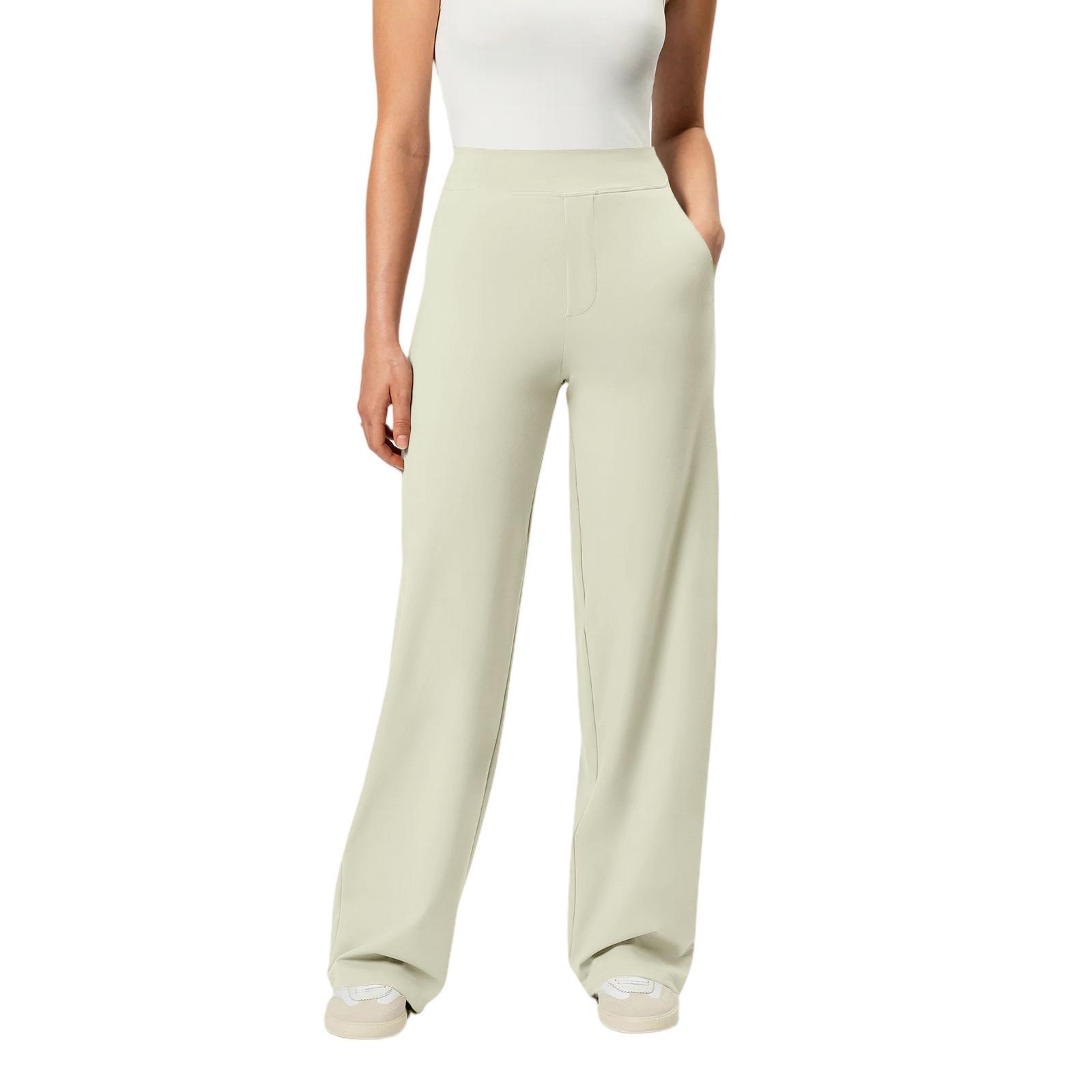 

Широкие брюки для женщин, брюки для йоги, спортивные штаны с высокой талией и карманами, эластичные брюки, удобные спортивные спортивные штаны для тренировок S хаки