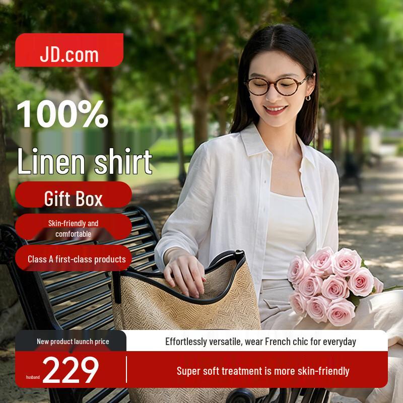 Women s Linen Long-Sleeve Turn-Down Collar Shirt S