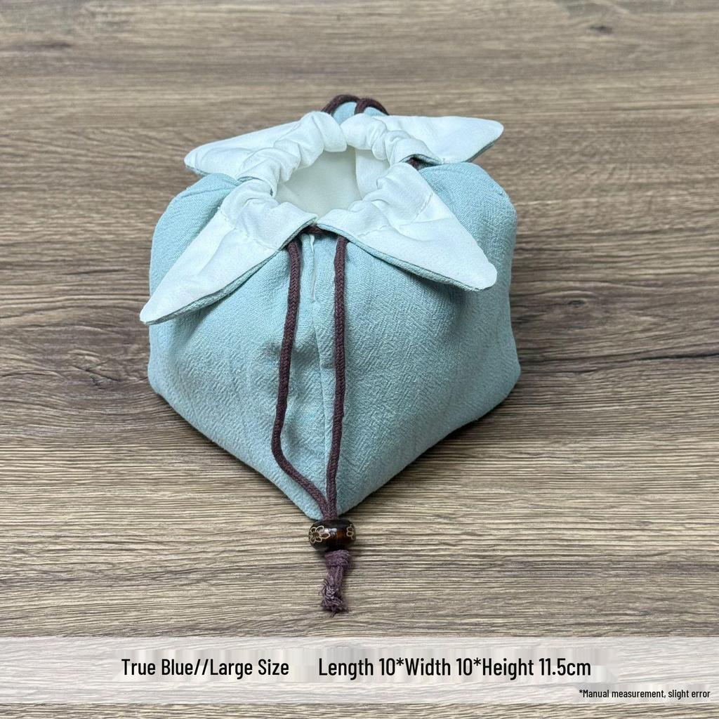 Cotton Linen Tea Set Travel Bag - Portable Outdoor Storage with Thickened Cloth