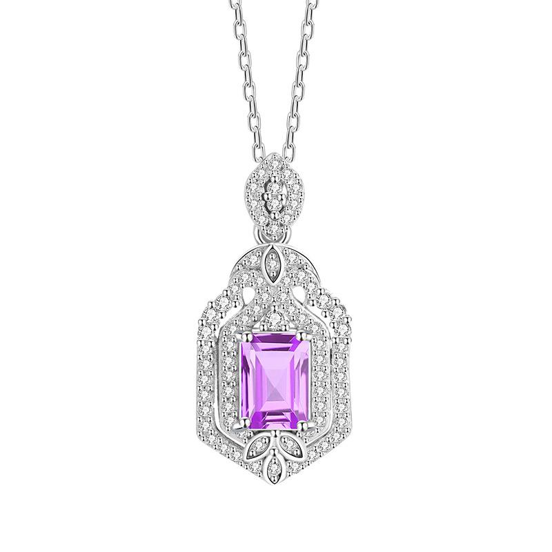 

925 Sterling Silver Moon Wave Crystal Necklace, Dainty Natural Gemstone Pendant, Jewelry Gift for Women Girls 925 silver