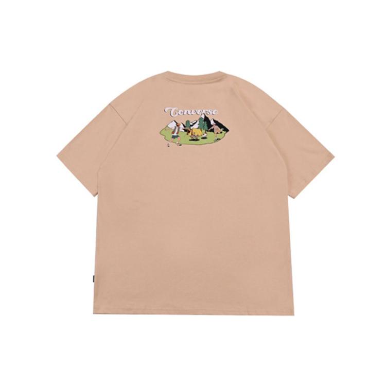 Converse T Shirts Men's Khaki Crew Neck Moderate Straight Fit 10025882-A03