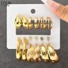 17KM 9 Piece Water Leaf Earrings Set Fashion Jewelry Women Trendy Shiny Daily Party Accessory Decorative Gift Idea For Her