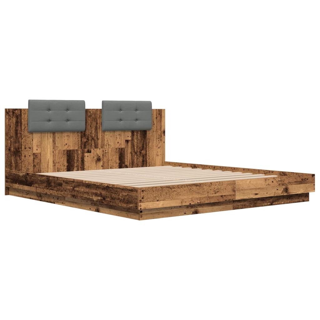Bed Frame with Headboard Reclaimed Wood Look 180 x 200 cm Engineered Wood