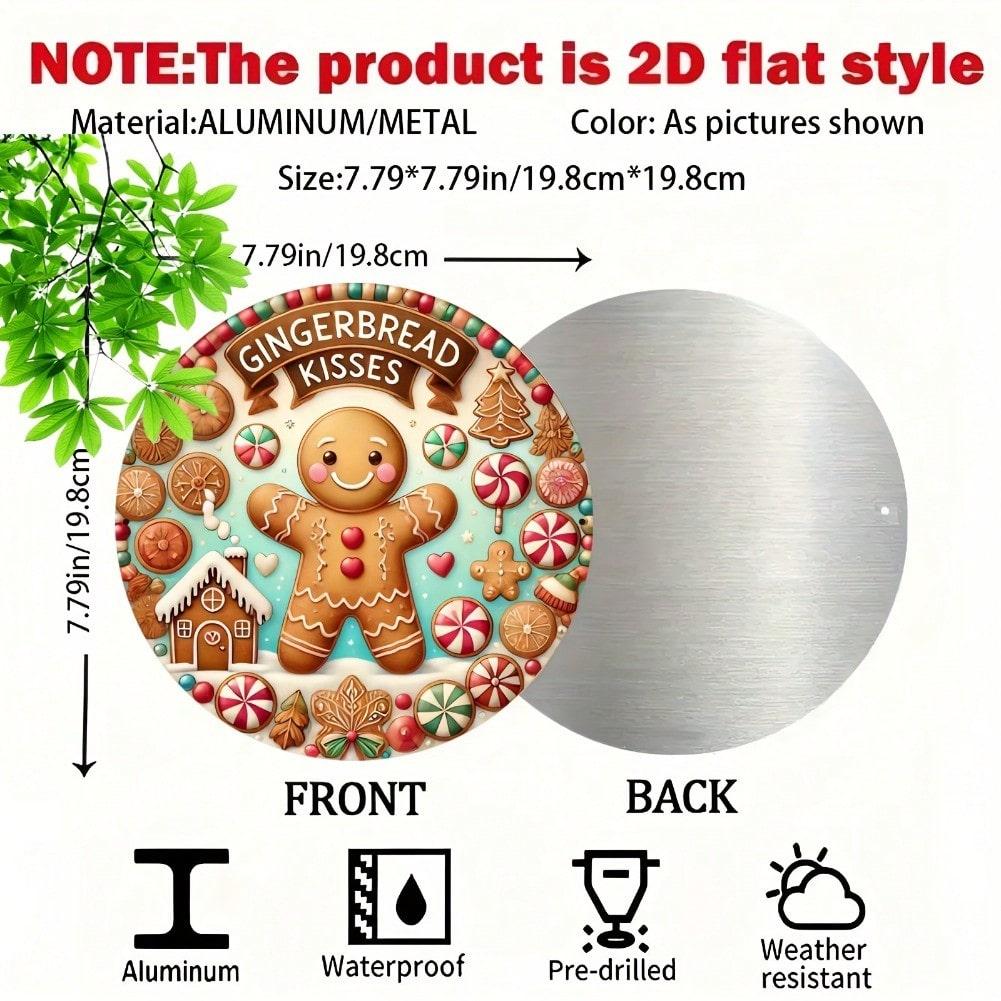 Vintage Gingerbread Man Metal Tin Sign 2D Wall Art Round Plaque for Kitchen Home Garden Decor
