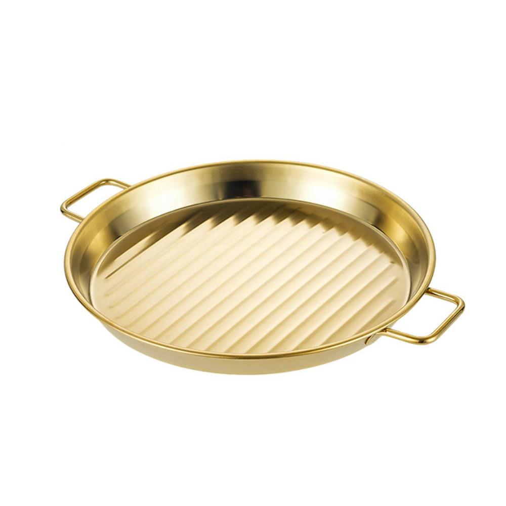 

Блюдо для жареной курицы с бинауральными ручками, из нержавеющей стали, для подачи еды, обеденная тарелка, салаты L-Gold with Handle