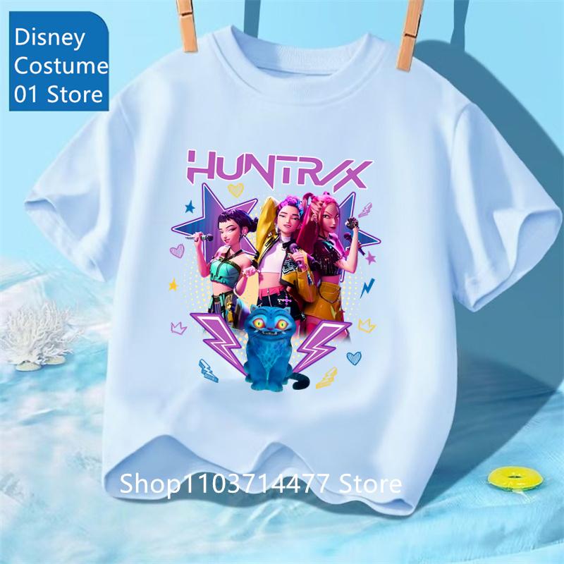 Toddler Girl Clothes Kpop Demon Hunters Cartoon Tee Shirt Funny Gift for Fans Harajuku Cool Kids T-shirts Summer Tops