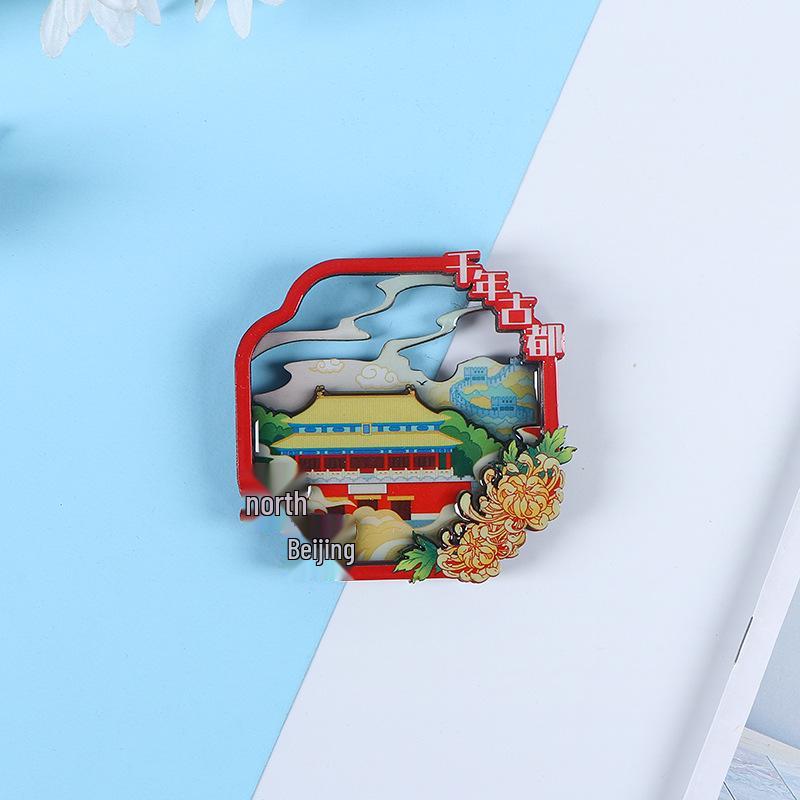 National City Scenic Cartoon Holz-Epoxid-Kühlschrankmagnet