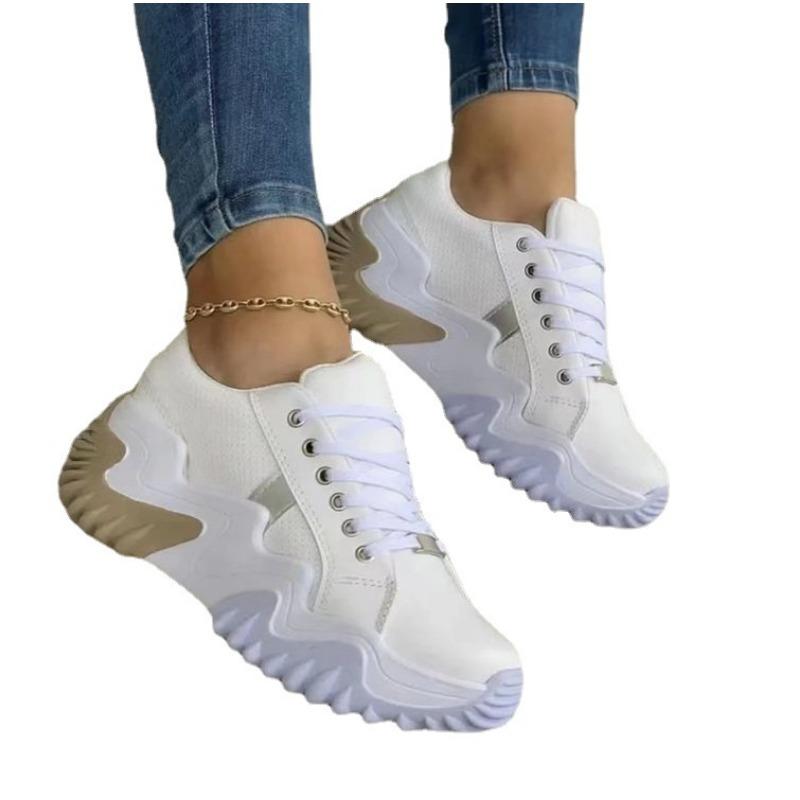Spring and Autumn new inner heightening platform muffin and casual lace-up shoes large size women's shoes