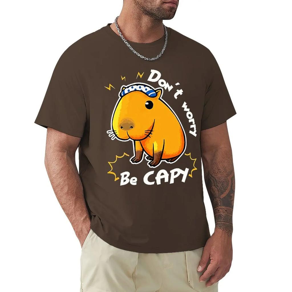 Capivara Capivara Love Dont Worry Be Capy Camisetas Desenhos animados Camisetas gráficas Roupas legais de manga curta Camisetas de streetwear Tops