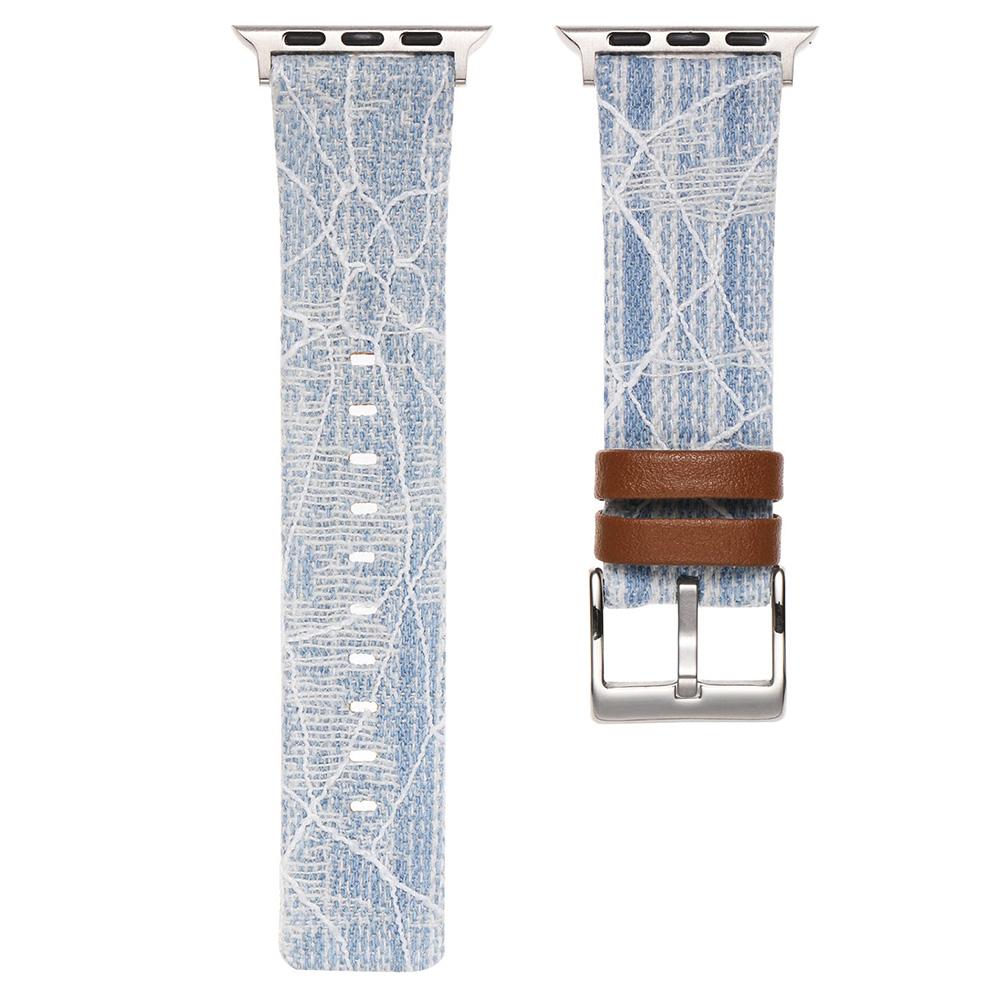For Apple Watch Series 10 42mm/9 8 7 41mm/SE (2023) SE (2022) SE 6 5 4 40mm/3 2 1 38mm Replacement Strap Denim Watch Band