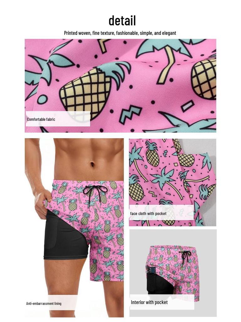 2025 Anti-Embarrassment Men's Double-Layer Beach and Sports Shorts