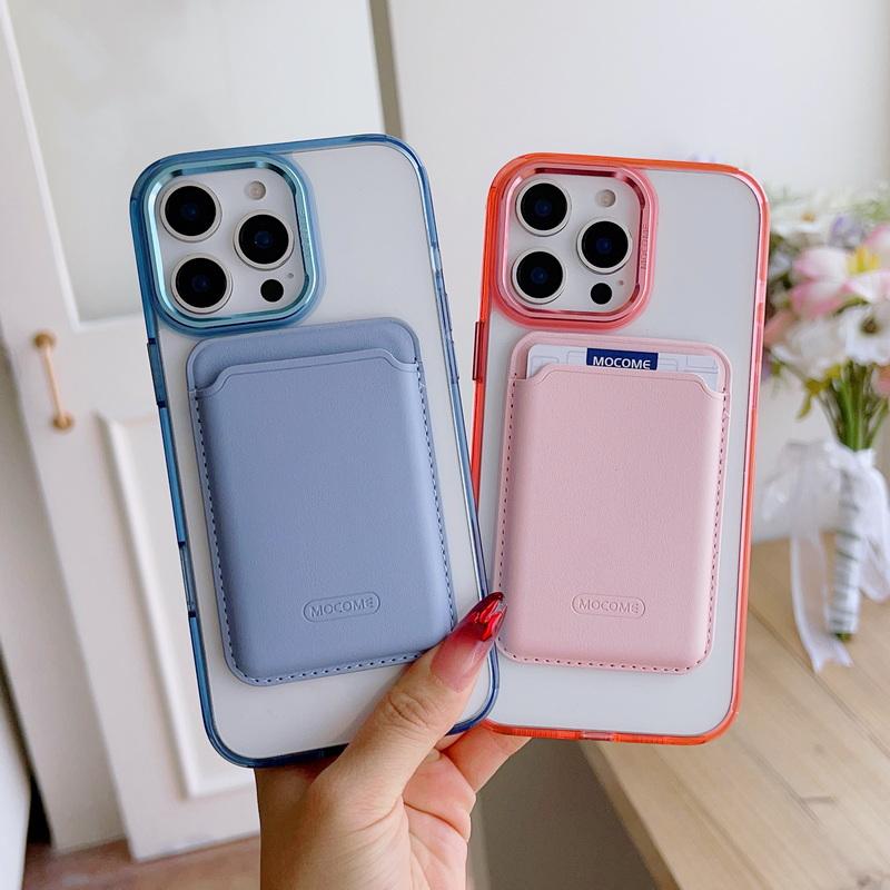 Magnetic Card Slot Clear Phone Case For iPhone 16 Pro Max 15 14 Pro 13 12 11 for Magsafe Shockproof Metal Lens Frame Protection Cover