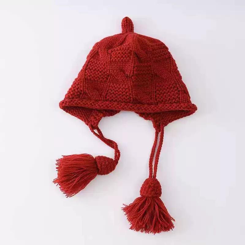 Ciepły i Uroczy Swetrowy Kapelusz dla Niemowląt z Ochroną Uszu - Jesień/Zima Modny Jednolity Kolor dla Chłopców i Dziewczynek
