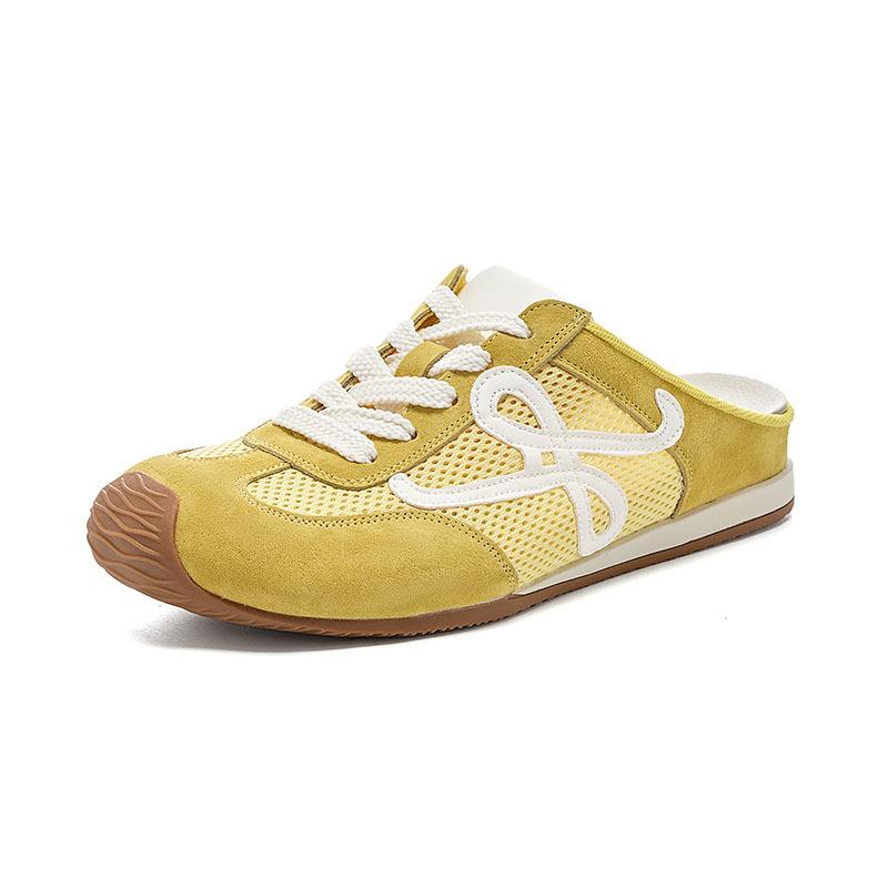 Da Mi Mi Wang Yibo leather toe wrap half slippers for women wearing tilted heads and kicking lazy casual shoes 35 жёлтый 4370₽