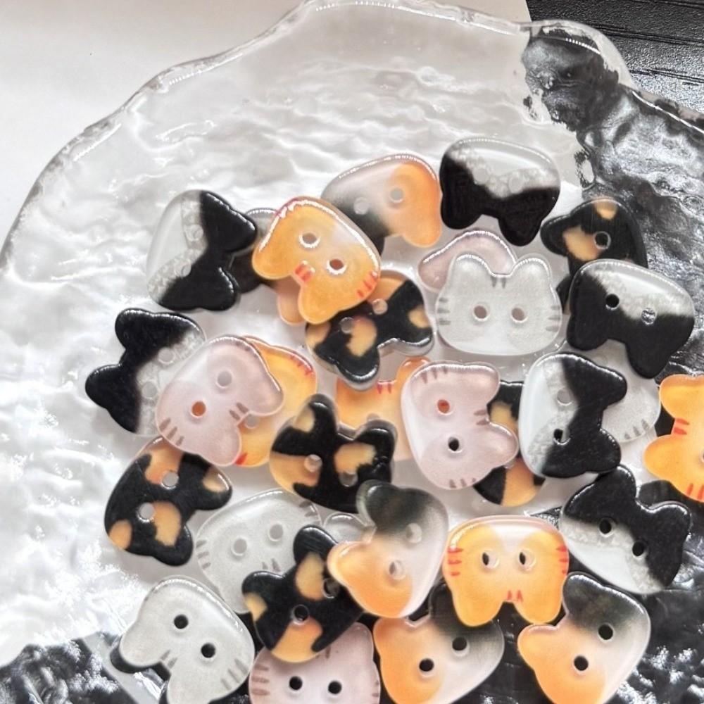 30pcs Cute Calico Cat Buttons Creative Ginger Cat Buttons Grey Cat Kitty Buttons  Clothing Coat