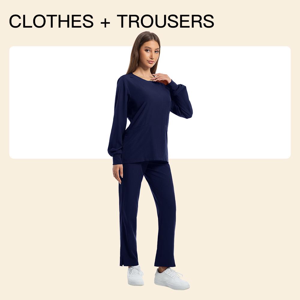 Women's Long Sleeve Stretch Scrub Set - Washable Nurse or Doctor Uniform