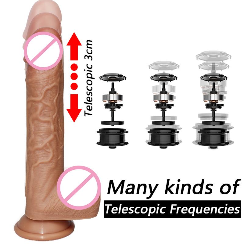 Wireless Remote Telescopic Dildo Vibrator Layer Silicone Big Penis Heating Realistic Dildo G Spot Massage Sex Toy for Women