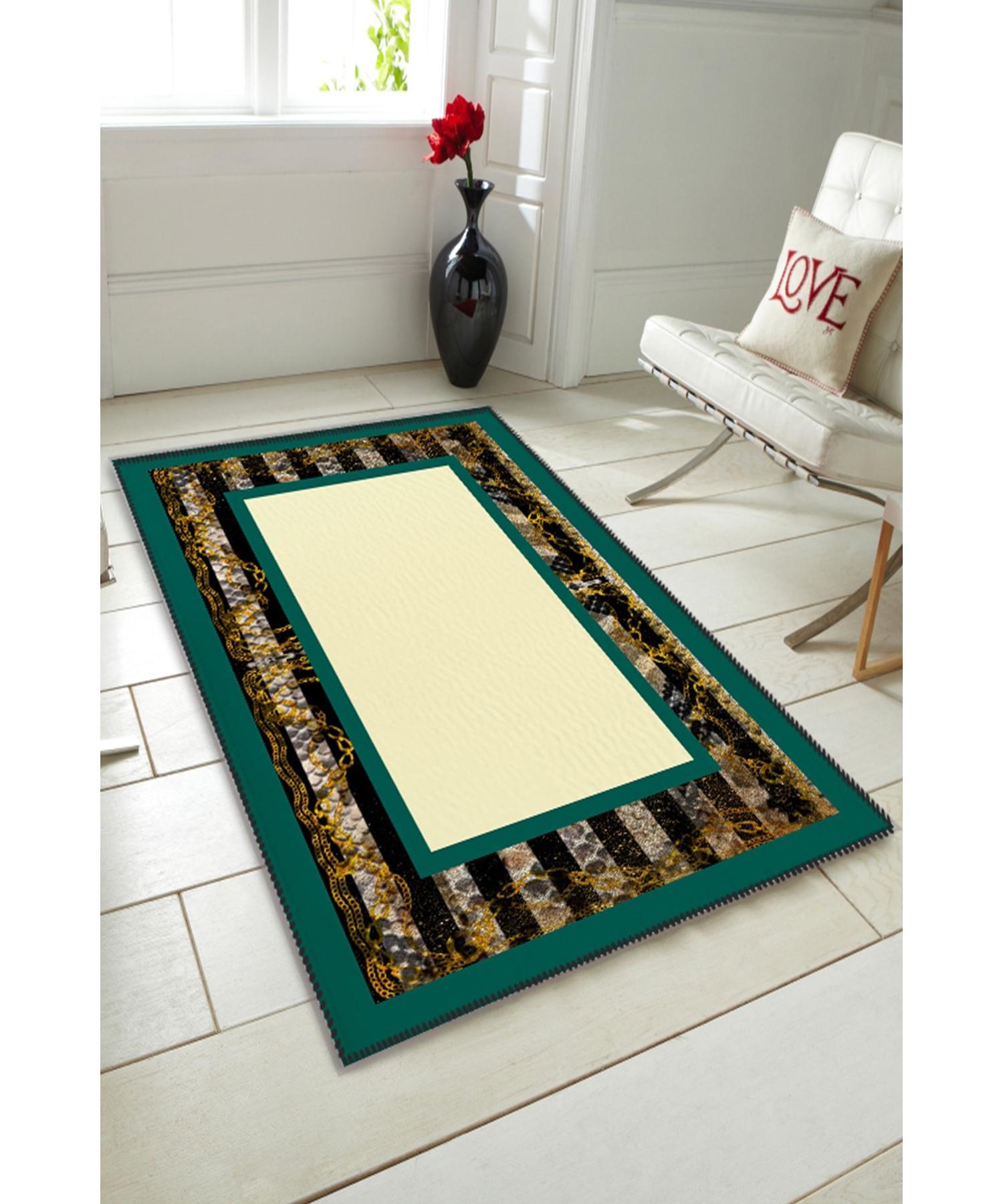 

Carnival Argaç Series Capella Leopard Pattern Chain Подробный зеленый кремовый современный декоративный ковер