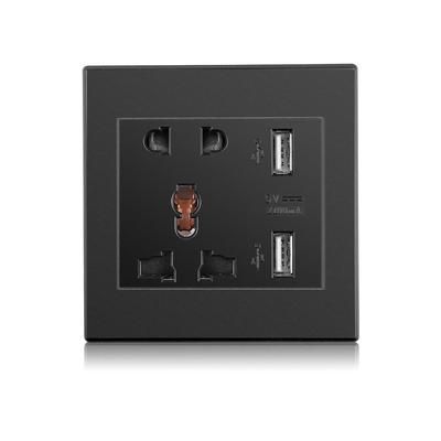 86 Type Wall Dual USB Port Charging 5 Hole Universal Socket Smart Home 2100mA Charger Adapter Electrical Plug Socket