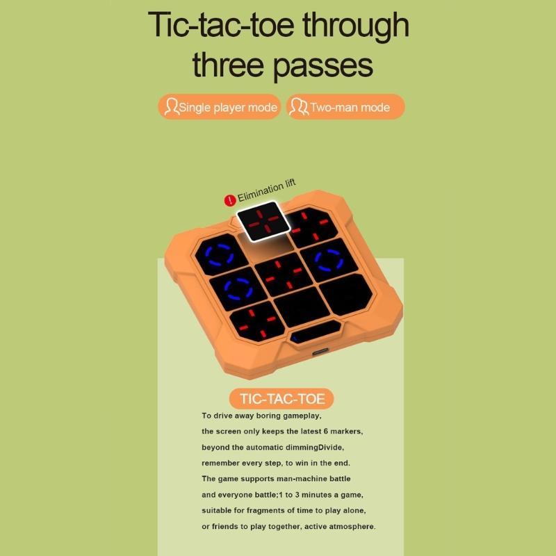 Tic Tacs Toe Game for Kids 6-in-1 Handheld Puzzle Toy Interactive Educational Toy Electronic Board Game Birthday Gift