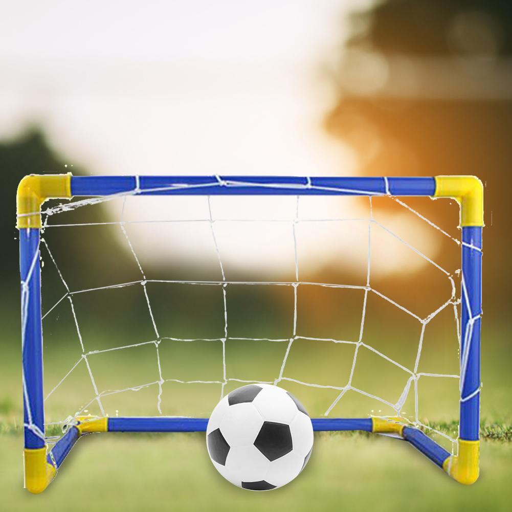 Foldable Boys Soccer Toys Training Practice Soccer Ball Goal Post Net with Pump Football Goal Post Net Indoor Outdoor Games Kits
