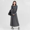 Elegant Autumn Two-Piece Set: Long Sleeve Irregular Top & One-Shoulder Midi Skirt