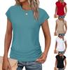 Camiseta de manga corta con cuello redondo y cintura para mujer, primavera y verano