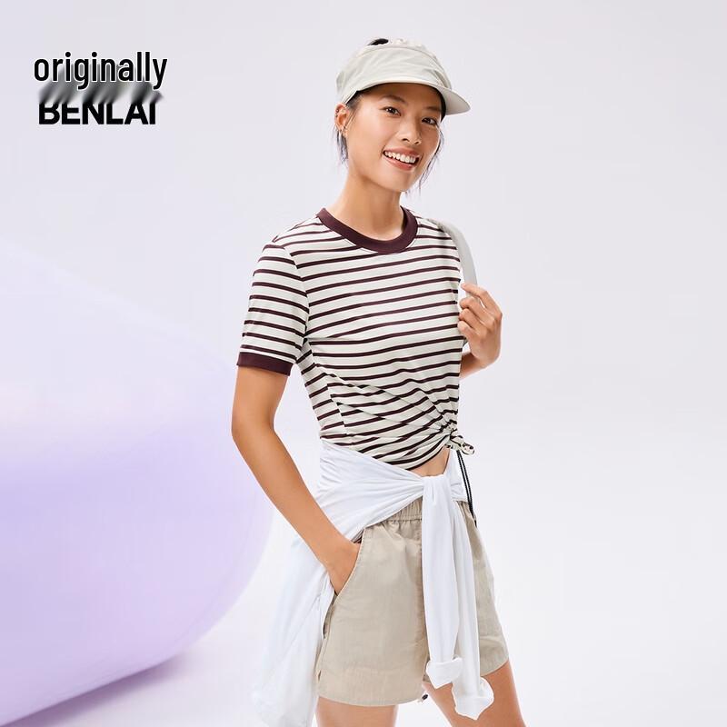 Benlai Women s Striped Short Sleeve T-shirt M