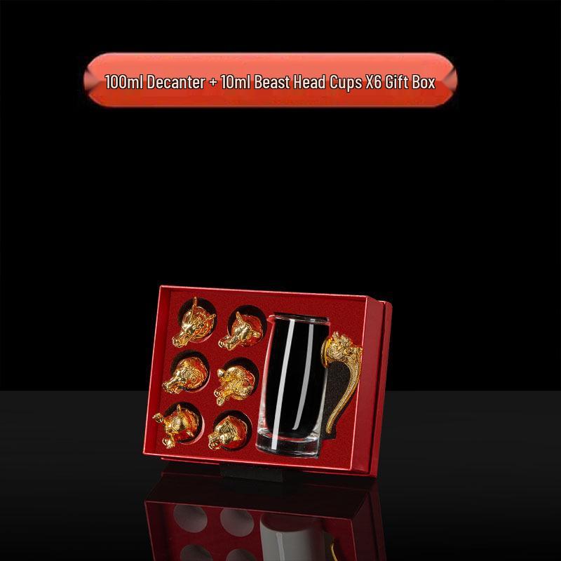 Set Decanter Vino Bianco Dodici Zodiaci Stile Cinese con 12 Bicchierini da Shot