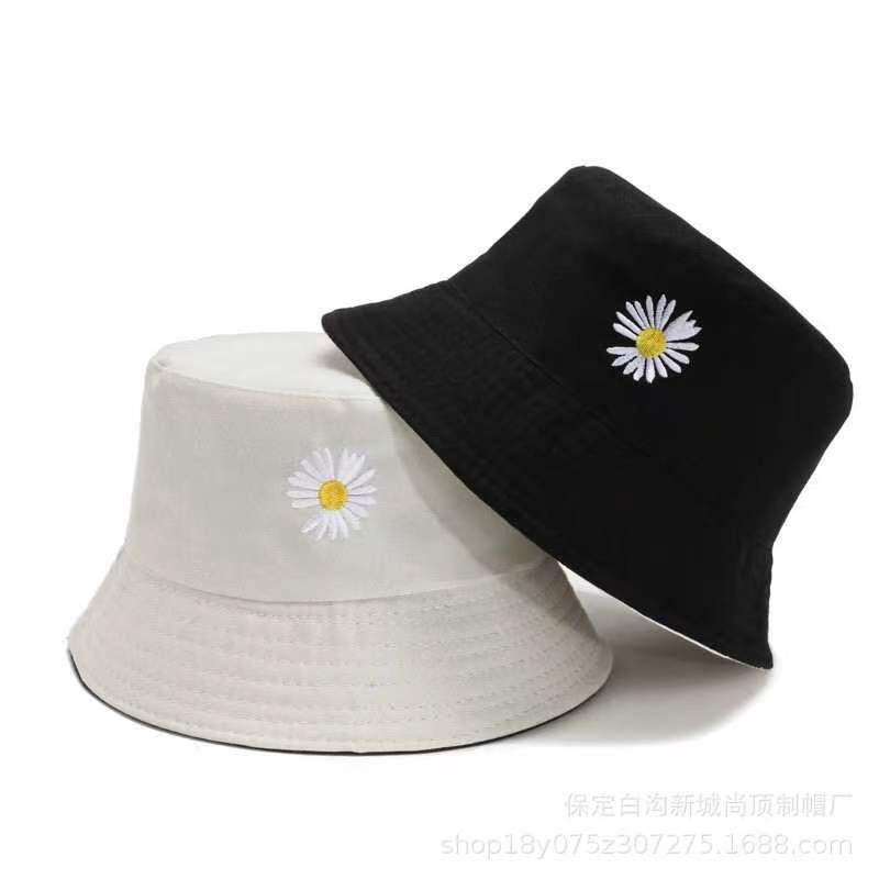 Unisex Zweiseitiger Gänseblümchenhut Mit Kurzer Krempe Baumwoll-Polyester Sonnenschutzmütze Outdoor Reisen Strand