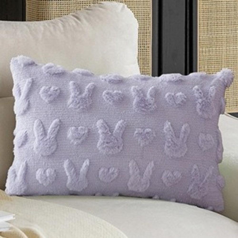 Soft Easter Rabbit Pillow Cover Cartoon Square Cushion Cover Pillowslip  Couch Cushion Purple B style