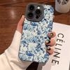 Elegant Blue Floral Phone Case For Samsung Galaxy S25 S24 S23 S22 S21 Plus Ultra A56 A55 A54 A53 A36 A35 A34 A33 A26 A16 Cover