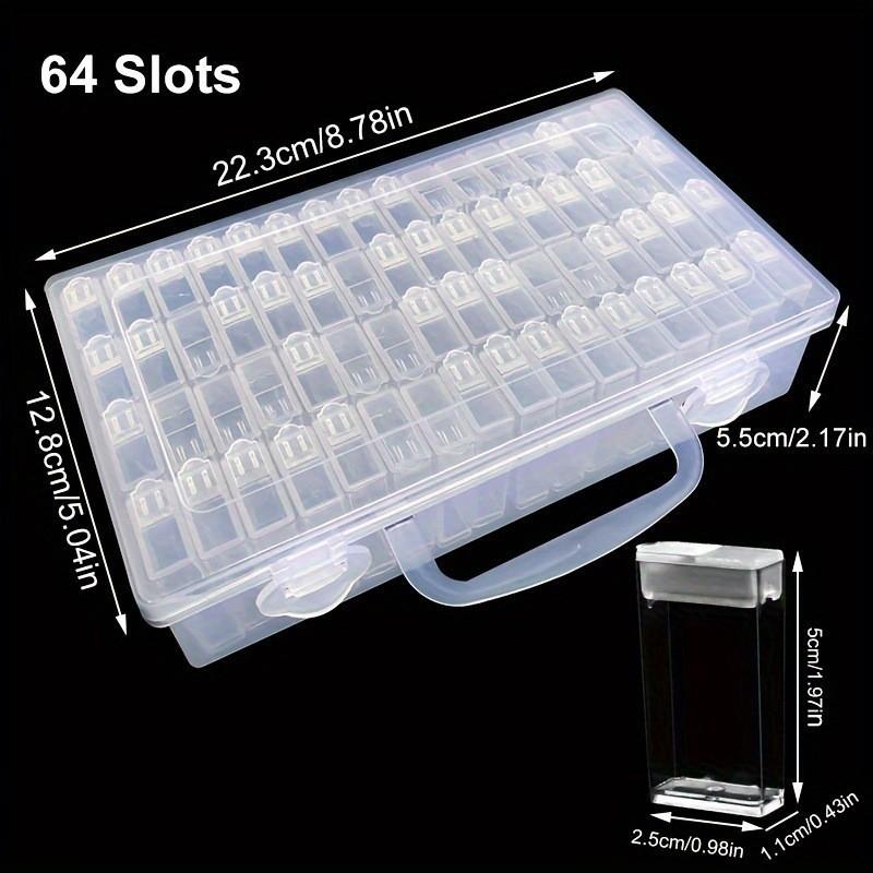 

64-Grid Clear Plastic Diamond Painting Tool & Bead Storage Case Versatile Art Supplies Organizer Set with Secure Latches Craft Organizer, Transparent
