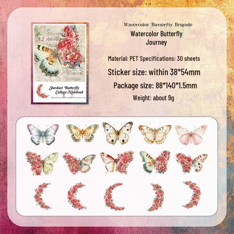 PET Butterfly & Cartoon Stickers for DIY Journaling, Guka Decoration, Kids' Water Bottles, and Scenery Designs.