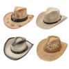 Cowboy Straw Hat With Wide Brim For Summer Outdoor Sunshade And Casual Wear