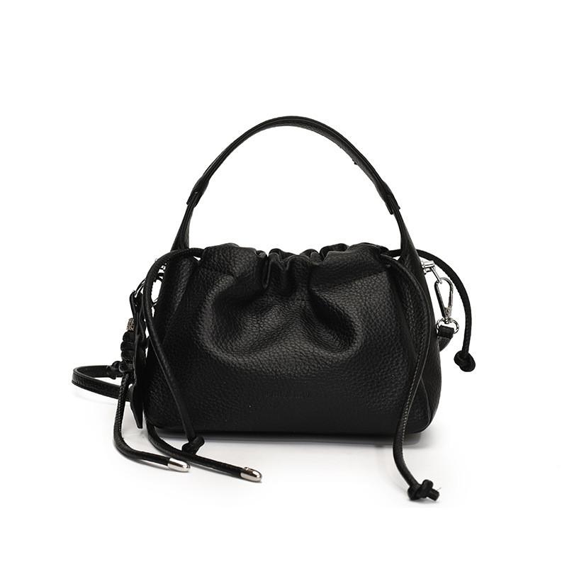 IELGY Pink Simple High-End Feeling Portable Pleated Bag Casual Commuter All-Match Lychee Pattern Messenger Bag