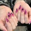 Transparent Purple & Black Star Wearable False Nails - Detachable & Ready-to-Wear Nail Art
