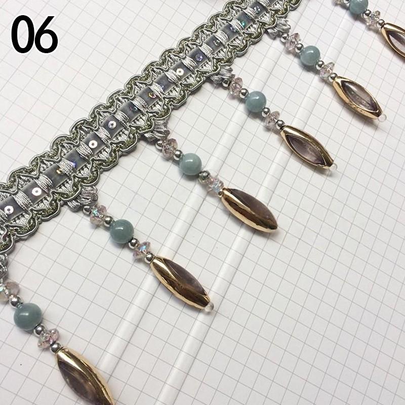 12m Crystal Bead Pendant Tassel Fringe Lace Trim Edge DIY Upholstery Curtain Ribbon  Sewing Curtain Accessorie Lace Decoration