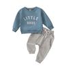 Toddler Letter Print Round Neck Top & Solid Color Long Pants Two-Piece Set, Multi-Color.