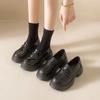 New Black Women's Autumn Retro One-pedal Small Leather Shoes Fashionable Round Head Single Shoes