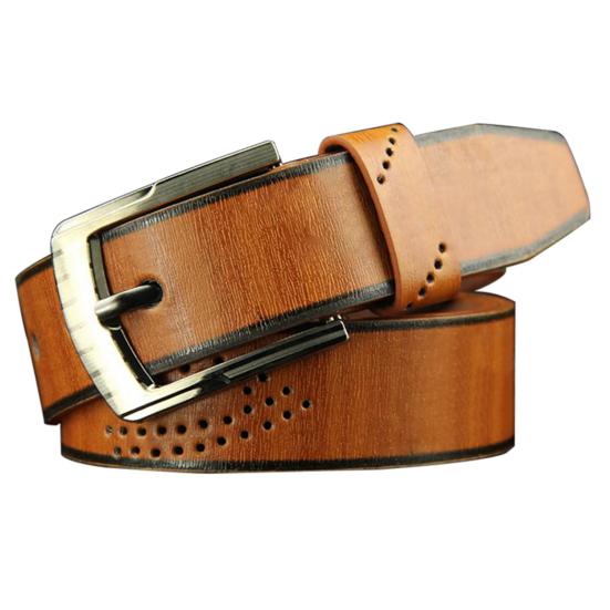 Leather Belt Hollow Colorful Reusable Pin Buckle Belt for Boy
