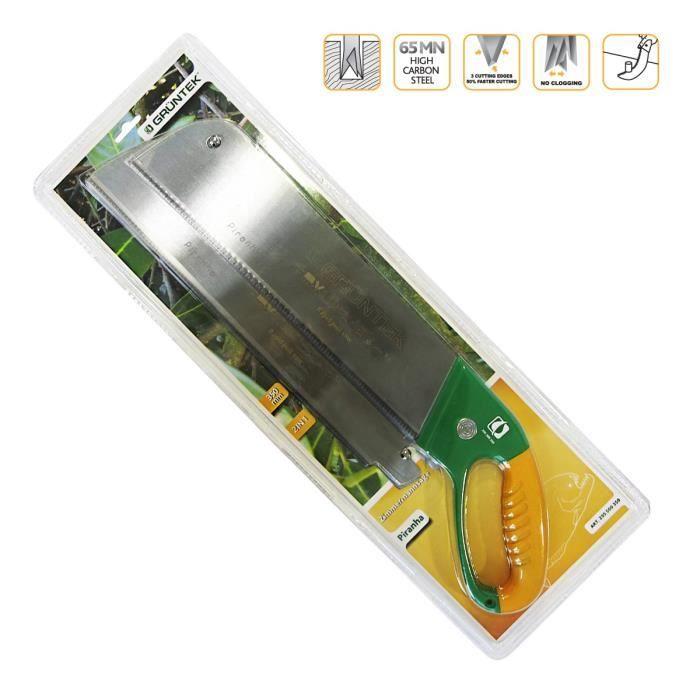 La scie égoïne japonaise légère et robuste piranha de grüntek avec 2 lames et système d’aide à la coupe permet une coupe facile et