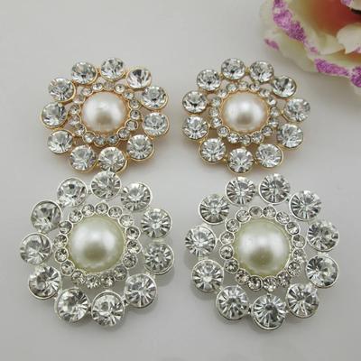 5pcs Large Ivory Pearl Rhinestone Buttons for Crafts Sewing Accessories Metal Buttons for Clothing