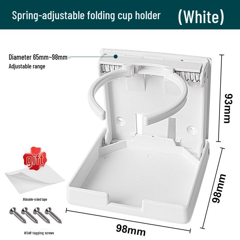 Black & White Adjustable Folding Cup Holder for RV, Boat, or Car