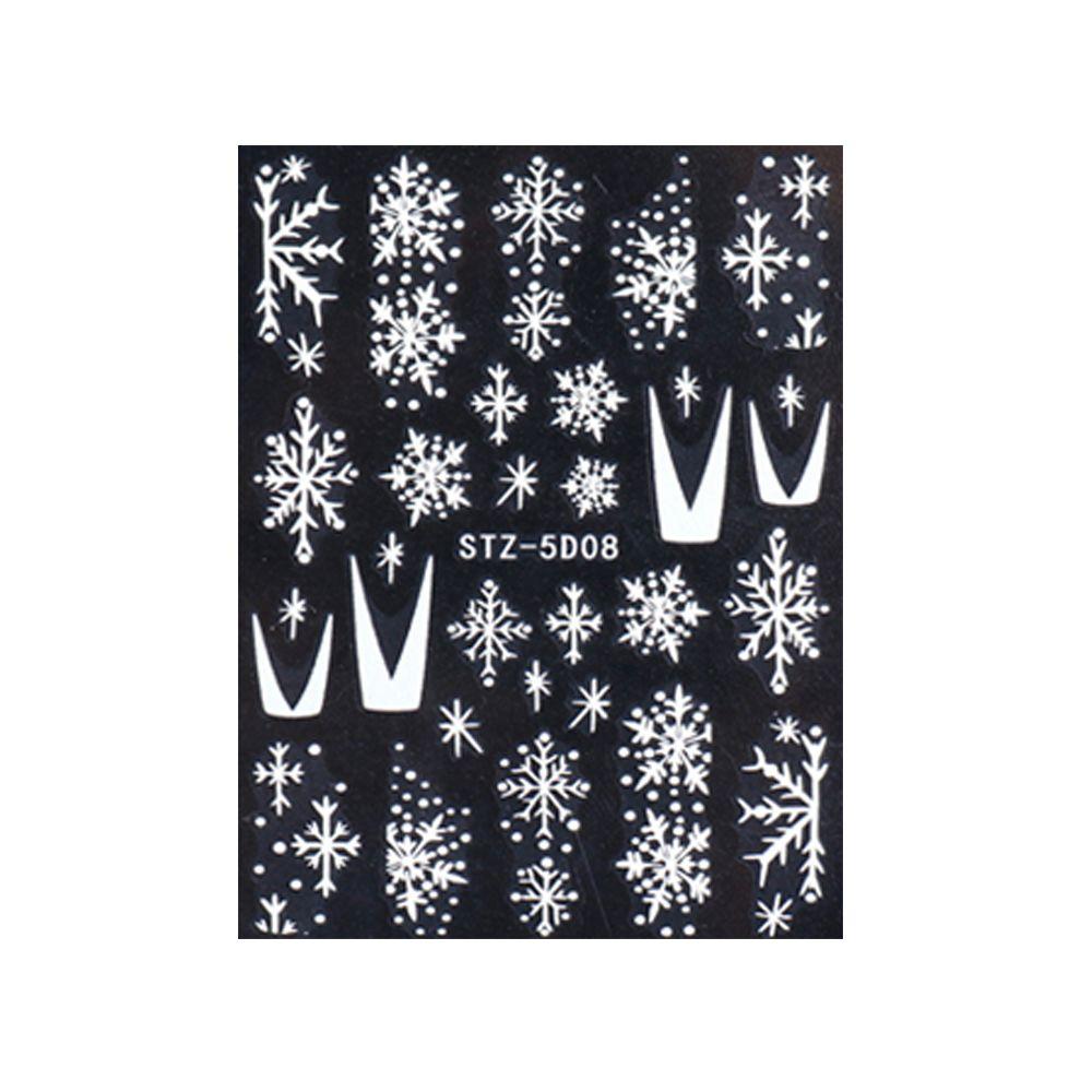 Nail Art Decorations Winter White New Year Design 5D Embossed Christmas Nail Sticker Snowflakes