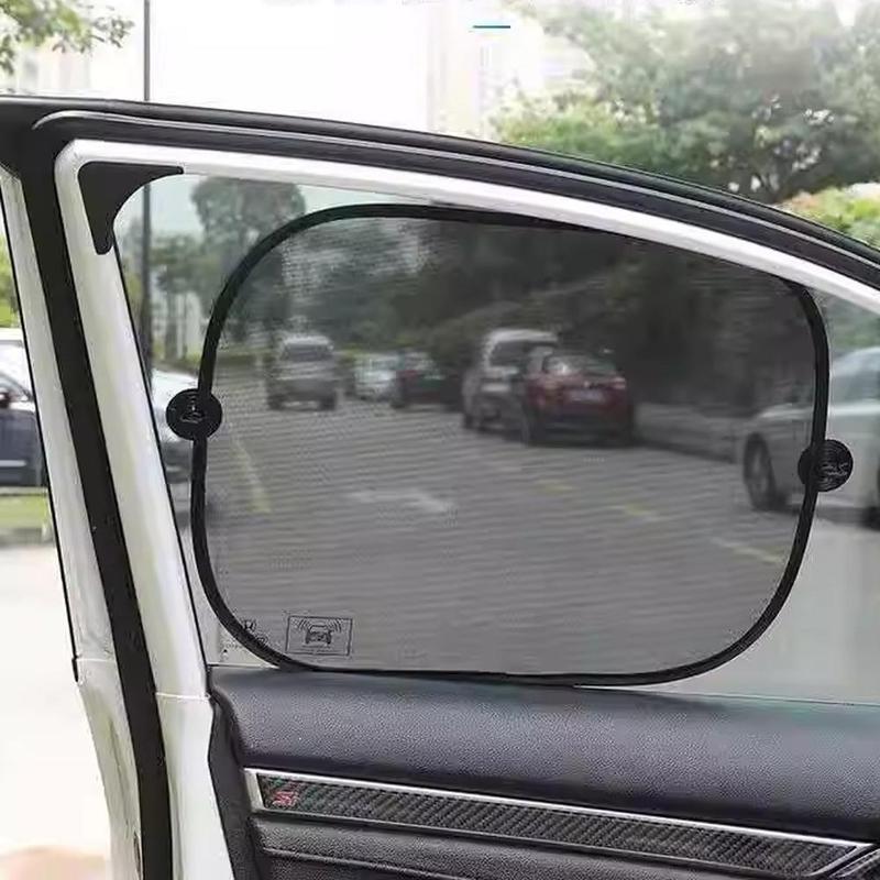 Car Side Window Mesh Sunshade 2Pcs Foldable Auto Sunscreen Curtain Heat Insulation Shade for SUV Sedan