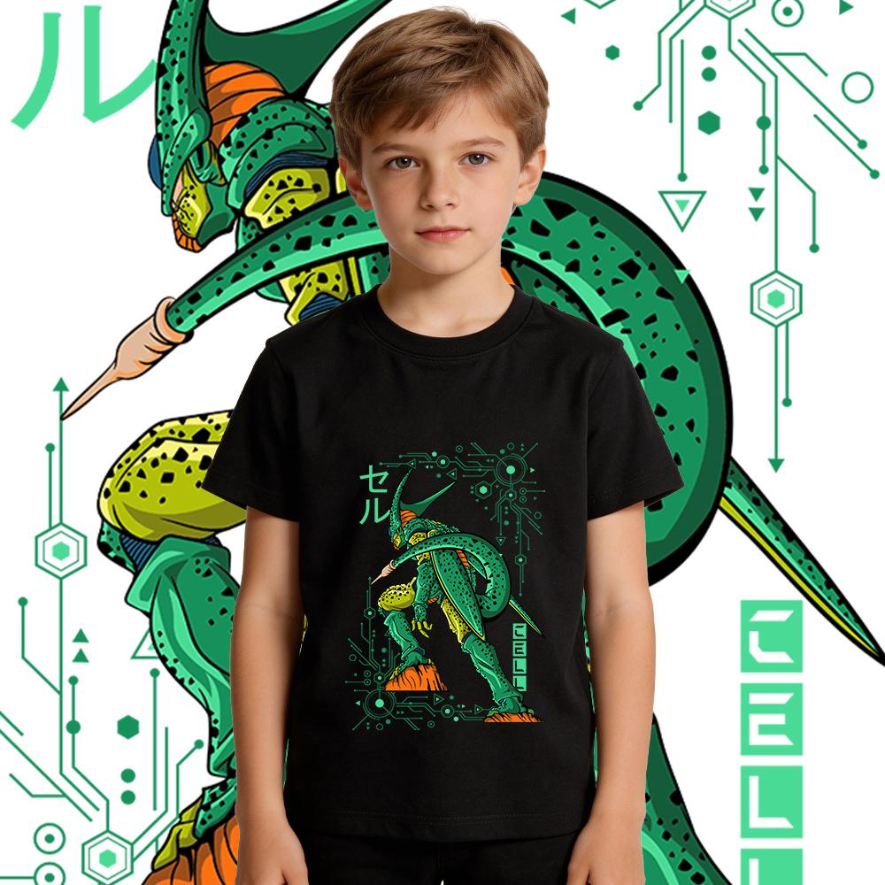 DBZ Cell Anime Print Cotton T Shirt Boys Girls Kids Casual Short Sleeve Top Soft Breathable Summer Clothes